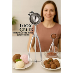 Mey İthalat® Inox 4 cm Dondurma Kaşığı - Karpuz Kurabiye Köfte Helva Porsiyonlama 722039