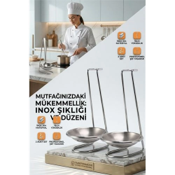 Mey İthalat® Inox Kepçe Standı - 2 li Kaşık Kepçe Standı- Profesyonel Şef Tasarımı 722045