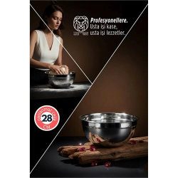 Mey İthalat® Inox Ölçekli Derin Kase  - 28 Cm 4 Litre Karıştırma Kabı Profesyonel 304 Paslanmaz Çelik 721844