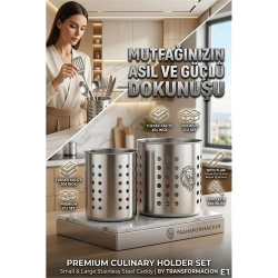 Mey İthalat® Inox Paslanmaz Çelik 2’li Kaşıklık Seti - 1mm Ultra Dayanıklı Tezgah Üstü Organizer 723142