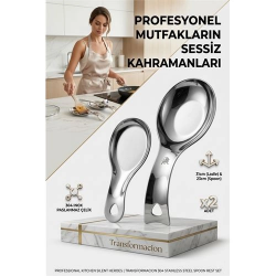 Mey İthalat® Inox Paslanmaz Çelik Kaşık & Kepçe Altlığı Seti (2 Adet, Büyük-Küçük Boy) 723141
