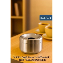 Mey İthalat® Inox Paslanmaz Çelik Küllük – 8 x 5 cm | Modern, Hijyenik ve Dayanıklı Tasarım 722189