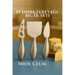 Mey İthalat® Inox Peynir Bıçağı Seti - Tereyağı Bıçağı Kahvaltı Seti Profesyonel Tasarım 304 Paslanmaz Çelik 722041