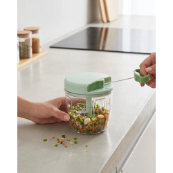 Mey İthalat® İpli Manuel Sebze Doğrayıcı 5 Bıçaklı Pratik Mutfak Rondosu