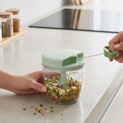 Mey İthalat® İpli Manuel Sebze Doğrayıcı 5 Bıçaklı Pratik Mutfak Rondosu