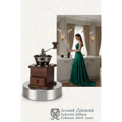 Mey İthalat®  Isabella Serisi Seramik Öğütücülü Antik Ahşap Manuel Kahve Değirmeni