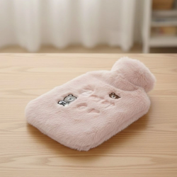 Mey İthalat® Işıklı Ayıcıklı Figürlü Pembe Peluş Sıcak Su Torbası 1 Lt – Yumuşak Kılıf, Uzun Süre Sıcak Tutan Termal Su Torbası