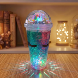 Mey İthalat® Işıklı Unicorn Tasarımlı RGB LED Pipetli Bardak – Renk Değiştiren Sihirli Kupa