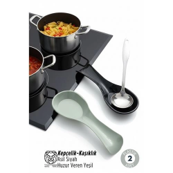 Mey İthalat® Ivanna Serisi 2’li Modern Mutfak Tezgah Üstü Kepçe Altlığı ve Kaşıklık Seti 722865