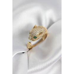 Mey İthalat® Jaguar Model Gold Renk Zirkon Taşlı Kadın Yüzük