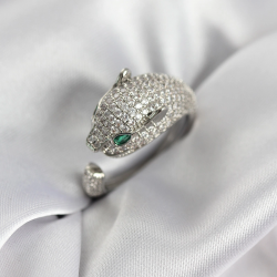 Mey İthalat® Jaguar Model Gümüş Renk Zirkon Taşlı Kadın Yüzük