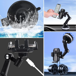 Mey İthalat®  Jel Vantuzlu Cama Takılabilen Güçlü 360 Derece Dönebilen Ayarlanabilir Araç Içi Vantuzlu Telefon Tutucu