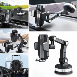 Mey İthalat®  Jel Vantuzlu Cama Takılabilen Güçlü 360 Derece Dönebilen Ayarlanabilir Araç Içi Vantuzlu Telefon Tutucu