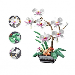 Mey İthalat® JK29012 JAKİ BEYAZ ORKİDE SAKSIDA 581 PARÇA BLOCK OYUNCAK