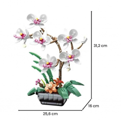 Mey İthalat® JK29012 JAKİ BEYAZ ORKİDE SAKSIDA 581 PARÇA BLOCK OYUNCAK
