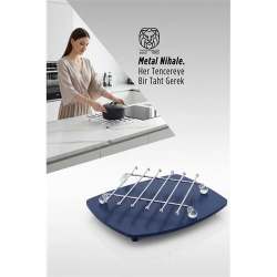 Mey İthalat® Juliette Serisi Krom Kare Metal Nihale - 19 cm Isıya Dayanıklı Lüks Tencere Altlığı