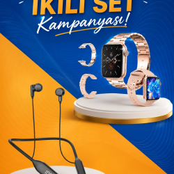 Mey İthalat® Kablolu Bluetooth Kulaklık ve Kadınlara Özel Bileklik Hediyeli Yeni Nesil Akıllı Saat 3 Kordonlu