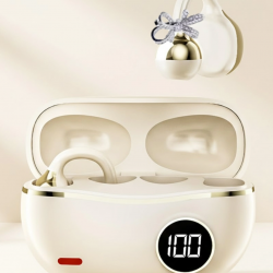 Mey İthalat® Kablosuz Bluetooth Kulaklık Kulak Klipsli Şık Tasarım 2 Kurdele Küpe Hediyeli