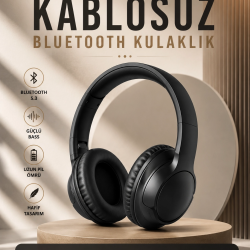 Mey İthalat® Kablosuz Bluetooth Kulaklık Kulak Üstü Mikrofonlu 5.0 Bluetooth ANC Özelliği