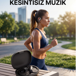 Mey İthalat® Kulak Kancalı  Kablosuz Kulaklık Uzun Pil Ömürlü Şarj Kutulu