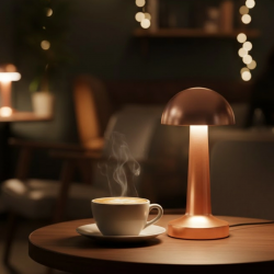 Mey İthalat® Kablosuz Dokunmatik Masa Lambası 3 Işık Modlu USB Şarjlı Bronz