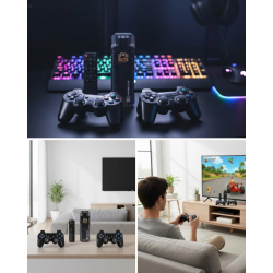 Mey İthalat® Kablosuz Gamepad Denetleyici Çift Sistem Retro Oyun Konsolu HDMI Uyumlu HD Çıkışlı