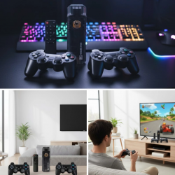 Mey İthalat® Kablosuz Gamepad Denetleyici Çift Sistem Retro Oyun Konsolu HDMI Uyumlu HD Çıkışlı