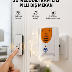 Mey İthalat® Kablosuz Kapı Zili Düzenli ve Konforlu Yaşam Alanları İçin Yeni Nesil