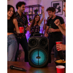 Mey İthalat® Kablosuz Karaoke Hoparlör Mikrofonlu RGB Işıklı 6.5 İnç Bluetooth Speaker Taşınabilir
