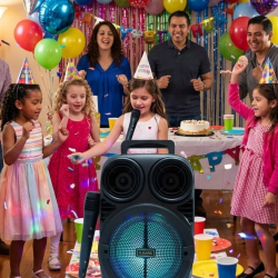 Mey İthalat® Kablosuz Karaoke Hoparlör Mikrofonlu RGB Işıklı Bluetooth Speaker USB TF Kart Destekli