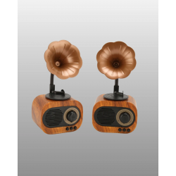 Mey İthalat® Kablosuz Retro Radyo Hoparlör 5W Güçlü Ses USB Hafıza Kart Destekli