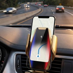 Mey İthalat® Kablosuz Şarjlı Araç Telefon Tutucu Sensörlü Otomatik Kilit 360 Derece Döner