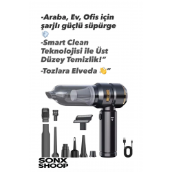 Mey İthalat® Kablosuz Şarjlı El Süpürgesi 2’si 1 Arada – Güçlü Vakum ve Üfleme Özellikli Mini Temizlik