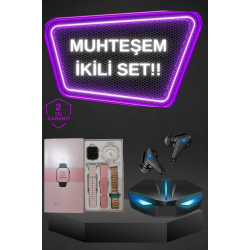 Mey İthalat® Kadınlar İçin Dokunmatik Ekran Akıllı Saat ve Gamer Kablosuz Bluetooth Kulaklık ANC Özelliği