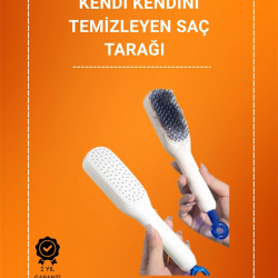 Mey İthalat® Kafa Derisi Masajlı Saç Tarağı – Kendini Temizleyen, Anti-Statik