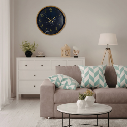 Mey İthalat® Kahverengi Mermer Desenli 36 Cm Duvar Saati