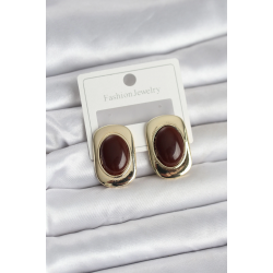 Mey İthalat® Kahverengi Renk Kare Model Vintage Kadın Küpe