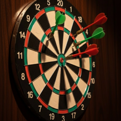 Mey İthalat® Kaliteli Ahşap 15 İnç Dart Tahtası Kolay Montajlı 4 Ok