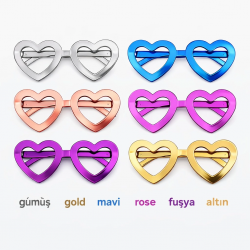 Mey İthalat® Kalp Şekilli Parti Gözlüğü 12 Adet – 6 Renk ( Camsız )