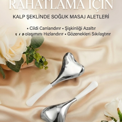 Mey İthalat® Kalp Şeklinde Soğuk Yüz Masaj Aleti - Cilt Sıkılaştırıcı ve Şişkinlik Giderici Cryo Sticks