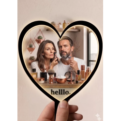 Mey İthalat® Kalp Tasarım Kırılmaz Pleksi El Aynası - 10x10 cm Unisex Çanta Boyu