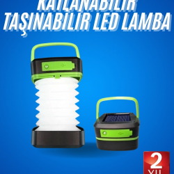 Mey İthalat® Kamp Lambası Katlanabilir Lamba Solar Şarjlı Led Lamba El Fenerli
