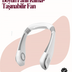 Mey İthalat® Kanatsız Boyun Tipi Fan | Giyilebilir Serinletici, Düşük Sesli, Hafif ABS Gövde, USB Şarj Edilebilir