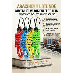 Mey İthalat® Kancalı Bagaj Lastiği - Bagaj Lastiği Esnek Paslanmaz Kancalı 2 Kancalı 4 lü PAKET 723031