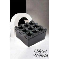 Mey İthalat® Kapaklı Paslanmaz Kare Küllük - Kapaklı Metal Kül Tablası - Kafe Küllüğü Restoran Küllüğü Masaüstü Küllük 716564