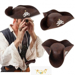 Mey İthalat® Kaptan Jack Korsan Şapkası Vinleks Deri Denizci Korsan Şapkası