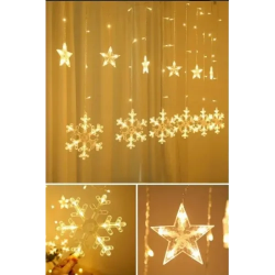 Mey İthalat® Kar Tanesi Perde Led