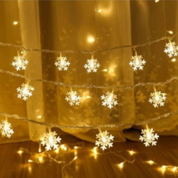 Mey İthalat® Kar Tanesi Şekilli 3.5 Metre USB LED Işık – 20 LED’li Dekoratif Kış ve Yılbaşı Aydınlatması