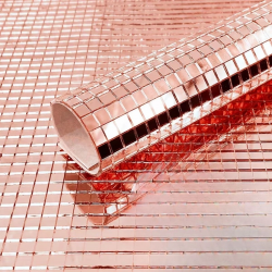 Mey İthalat®  Kare Bronz Cam Mozaik Fayans Çıkartmaları El İşi Kare Cam Fayans Kendinden Yapışkanlı Aynalı Dekor Panel 30x30 Cm