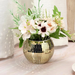 Mey İthalat®  Kare Gold Cam Mozaik Fayans Çıkartmaları El İşi Kare Cam Fayans Kendinden Yapışkanlı Aynalı Dekor Panel 30x30 Cm